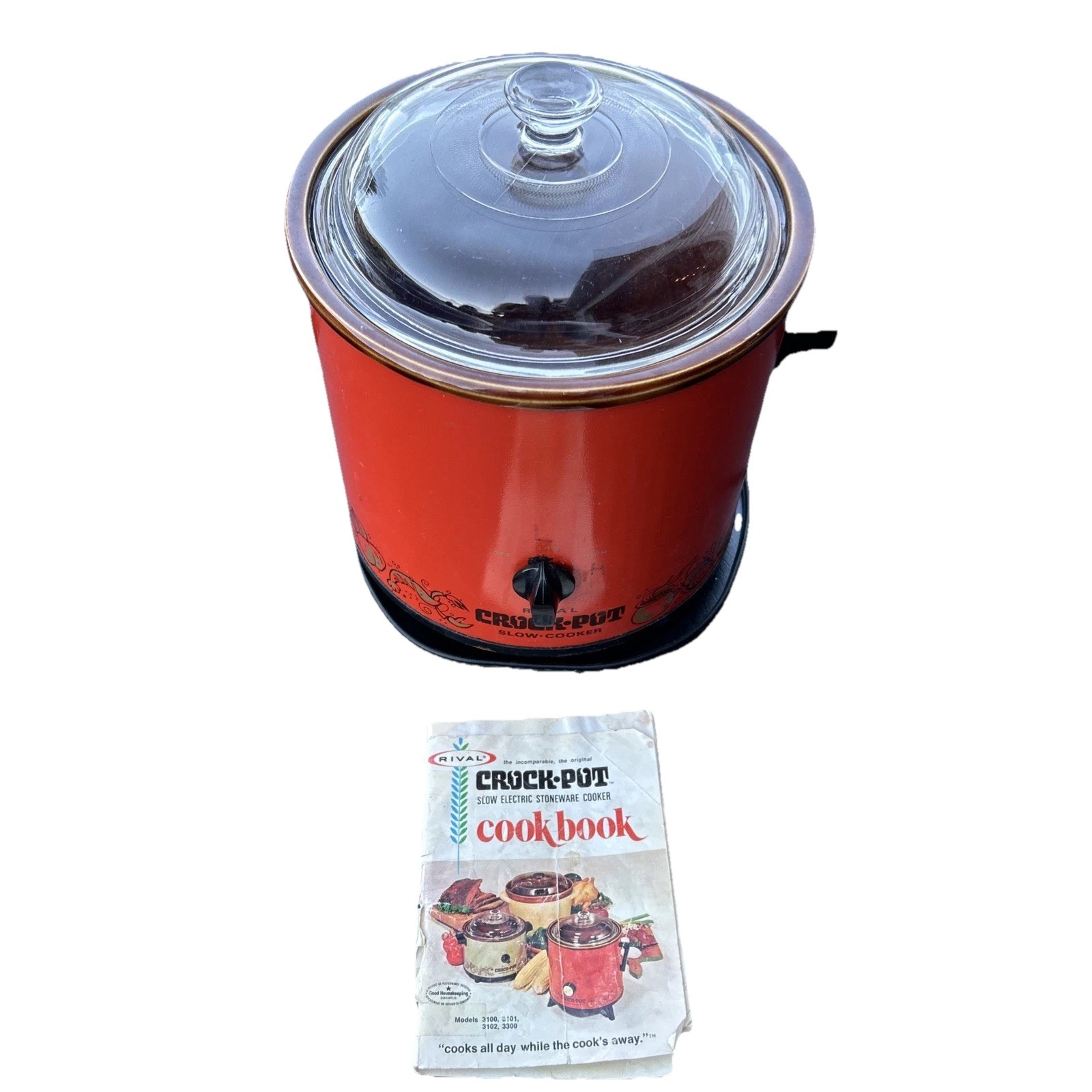 Vintage Rival Crock Pot Slow Cooker Flame Orange