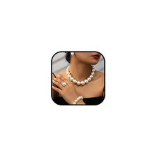 Pearl Jewelry Set for Women Pearl Necklace and Earring Set Bridal A1:SET-4