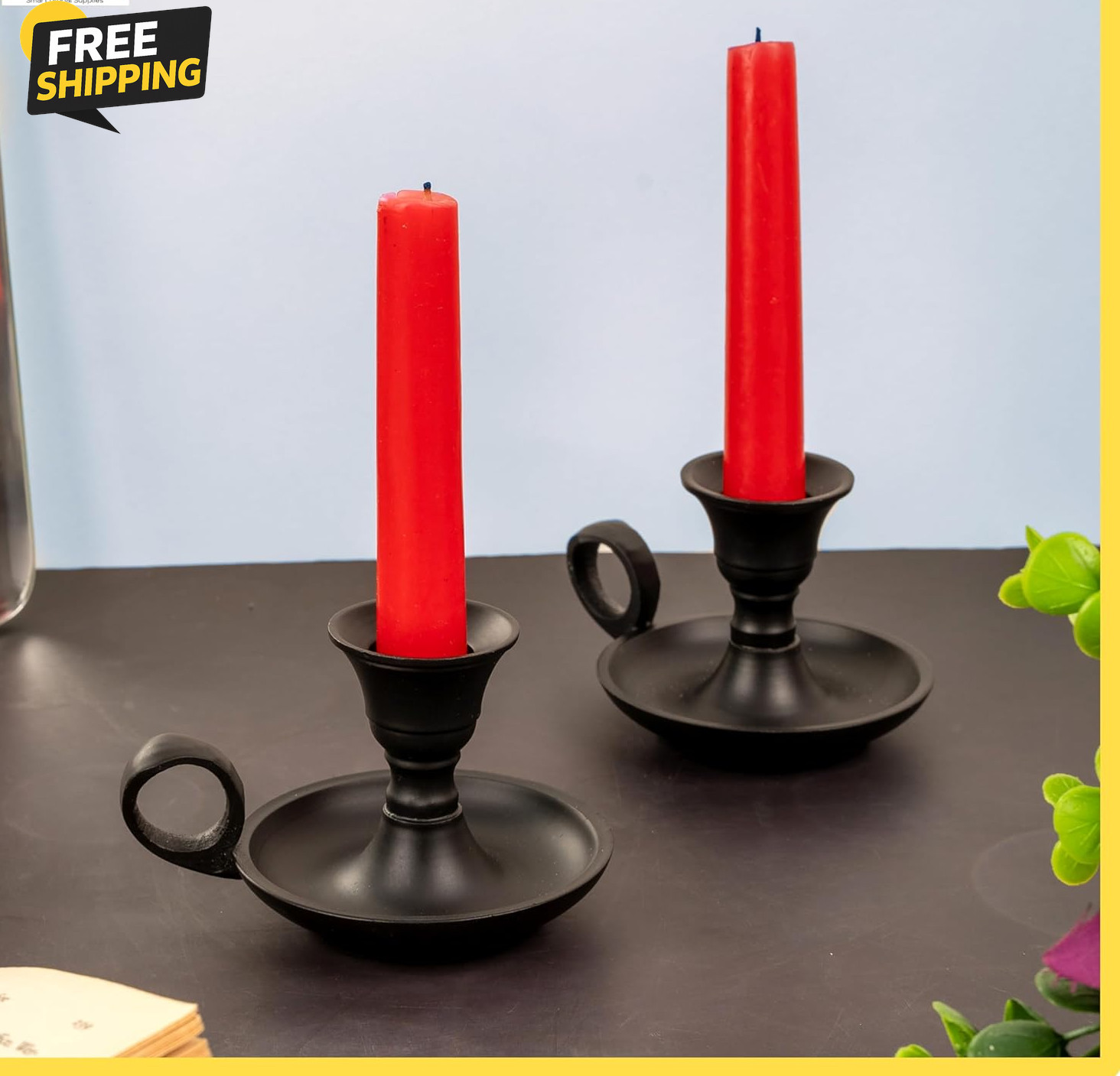 Candle Holders with Handle for Taper Candlestick Set of 2 Modern Decor