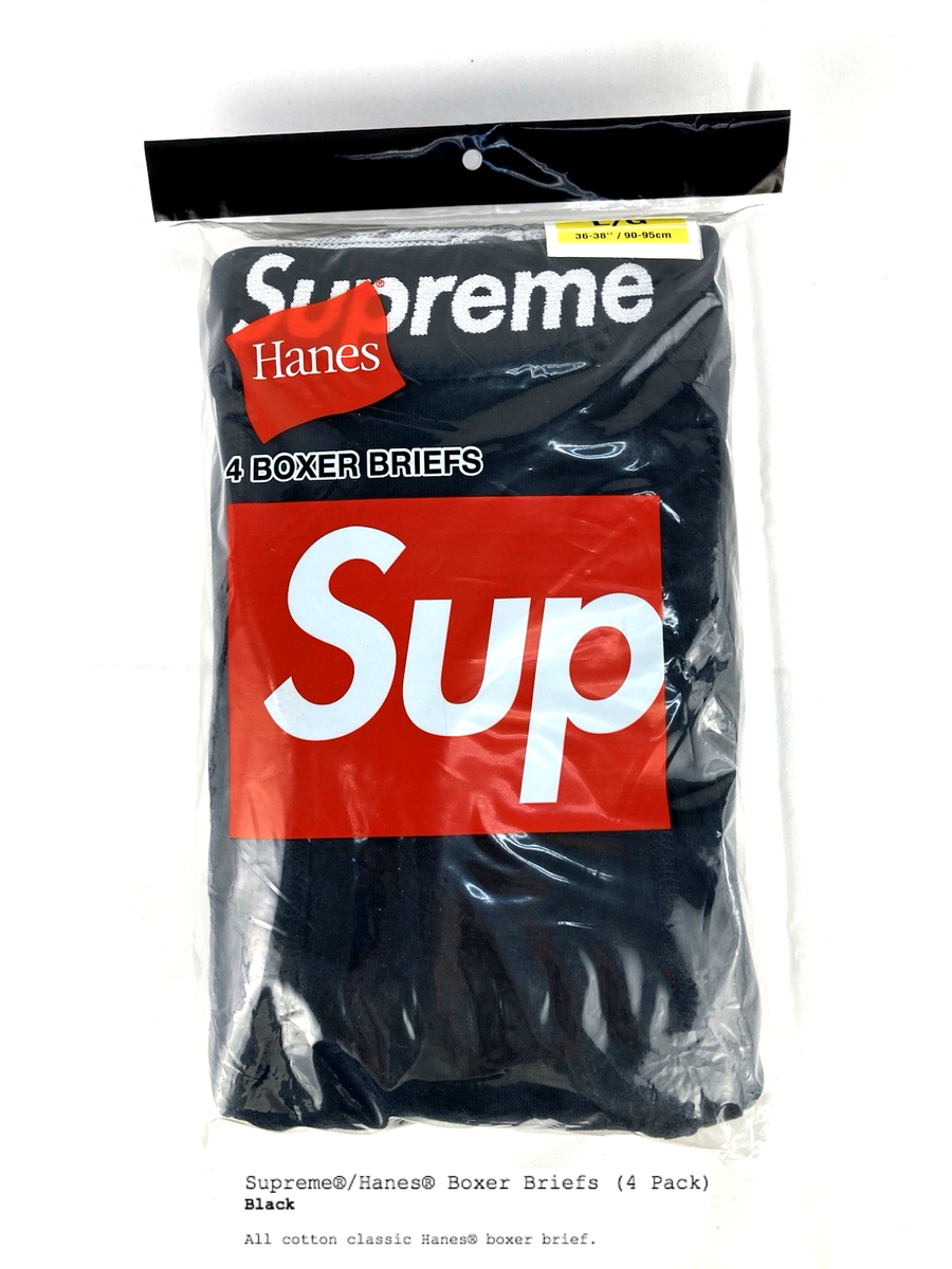 Supreme Hanes Boxer Briefs Size Mens 36-38 Large 4 Pack Black | eBay