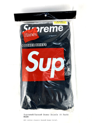 Supreme Hanes Boxer Briefs Size Mens 36-38 Large 4 Pack Black | eBay