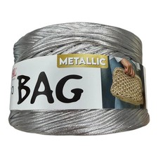 Eco bag Mondial fettuccia ecopelle metalizzata per borse uncinetto metal argento