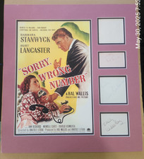 Sorry Wrong Number Signed 19x21 Display Burt Lancaster Barbara Stanwyck Richards
