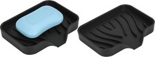 2-Pack Self-Draining Silicone Soap Dish - Anti-Slip Bar Soap Holder for Shower,