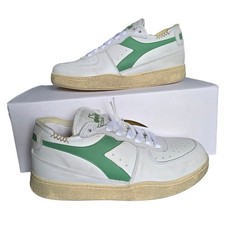 Zapatillas Diadora Haritage Mi Basket Corte Fila Blanco Piedra Verde Usadas Look EE. UU. 5M 6W