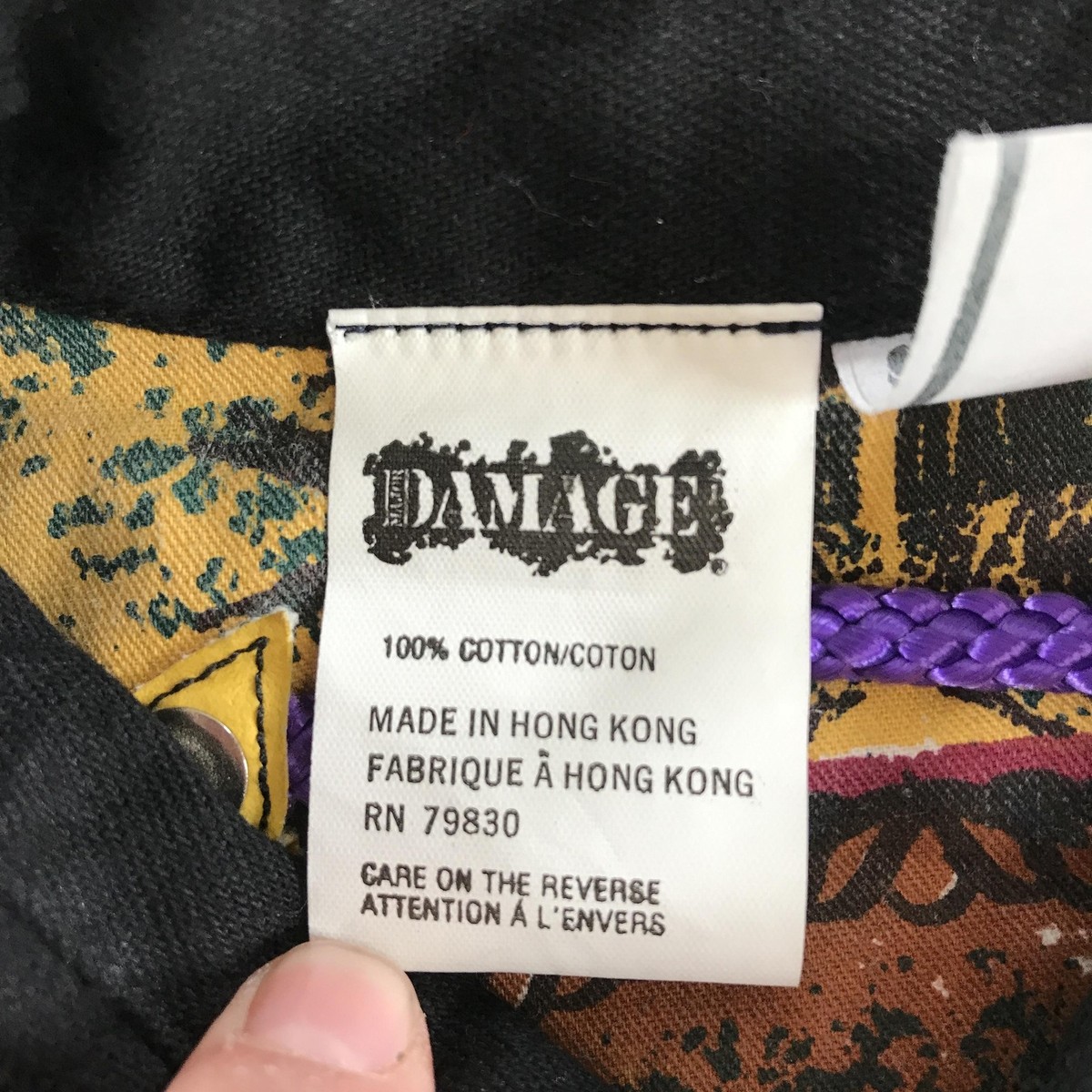 Vintage Major Damage Shirt Mens Large Black Button Up Denim