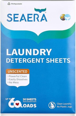 Travel Laundry Detergent Sheets SeaEra 60 Loads Eco-friendly Washing Detergen...