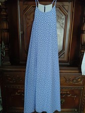 BLUE Maxi Slip Dress Womens Midi Light Blue Jersey Silky Beach Vacation L Flowy