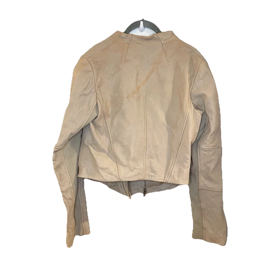 Chaqueta Vince Lamb Cuero Acanalada Buceo Asimétrica Moto Motociclista Marrón Tostado Talla L Foto 2 de 4