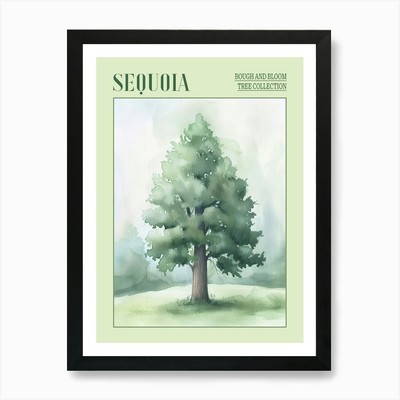 Mammutbaum atmosphärisches Aquarell gerahmtes Wandbild Poster Leinwanddruck Bild