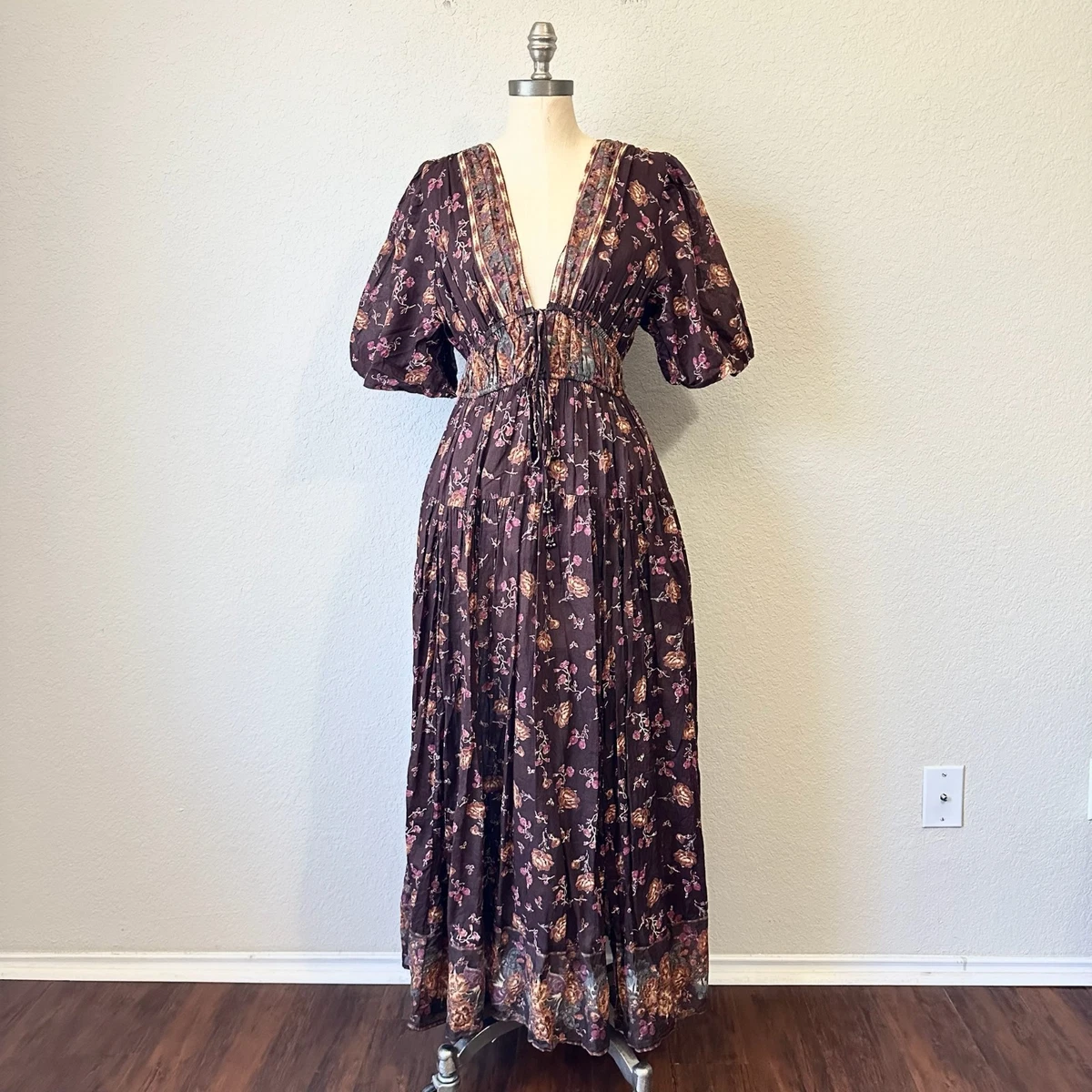 green emerald velvet dress Free People Boho Peasant Dress – BOHO thrift shop main image 0