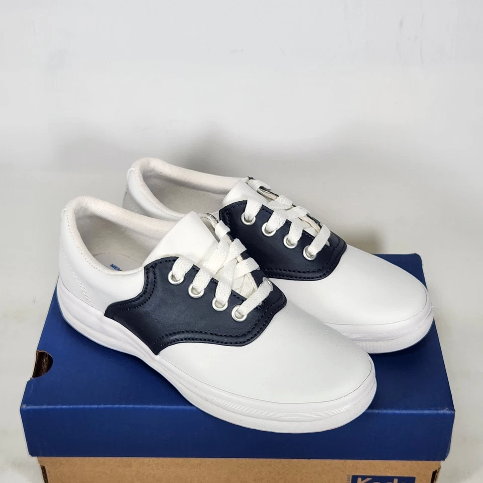 Size 13 Little Kids - KEDS School Days II Leather - White / Navy - Image 2 of 4
