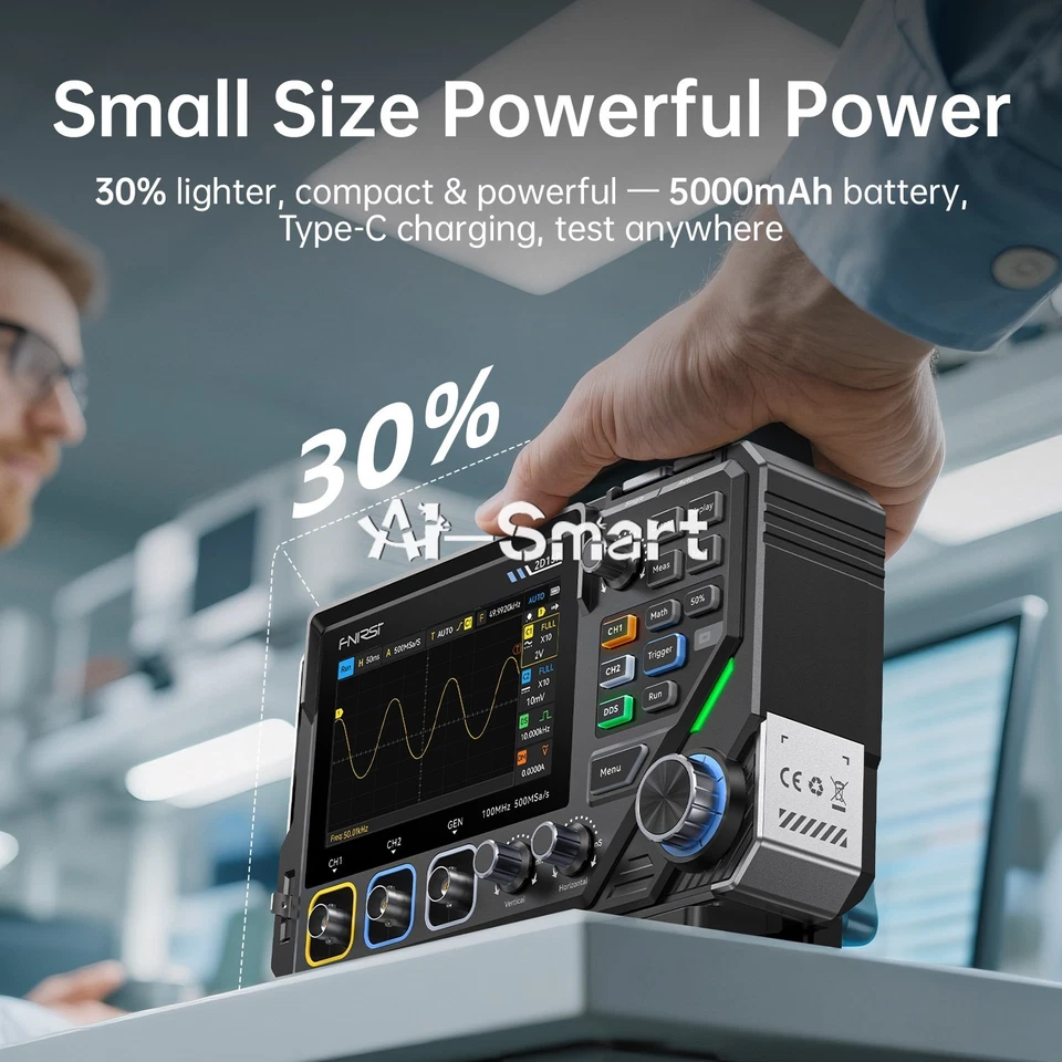 FNIRSI 2D15P Digital Multimeter Oscilloscope Signal Generator 100M 2CH 500MSa/s - Image 3 of 4