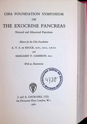 CIBA Foundation Symposium on the Exorcine Pancreas: Normal and Abnormal Function