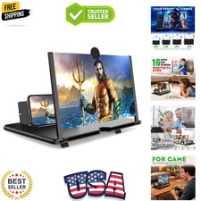 16 Inch Smartphone Screen Magnifier 3D HD Foldable Amplifier Phone Stand with...