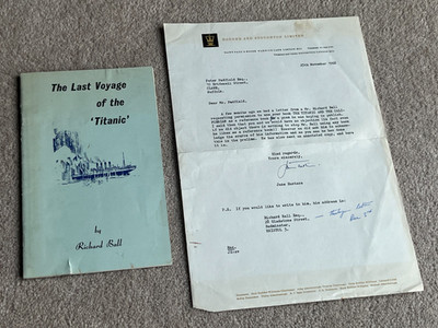 1968 Letzte Reise der Titanic SIGNIERT Richard Ball an Peter Padfield + Brief