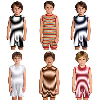 Kids Boys Girls Jumpsuit Easy Dressing Lightweight Zip Back Bodysuit Sleeveless