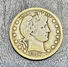 1916 Barber Quarter. 90% Silver. Good Condition. Charity Auction.