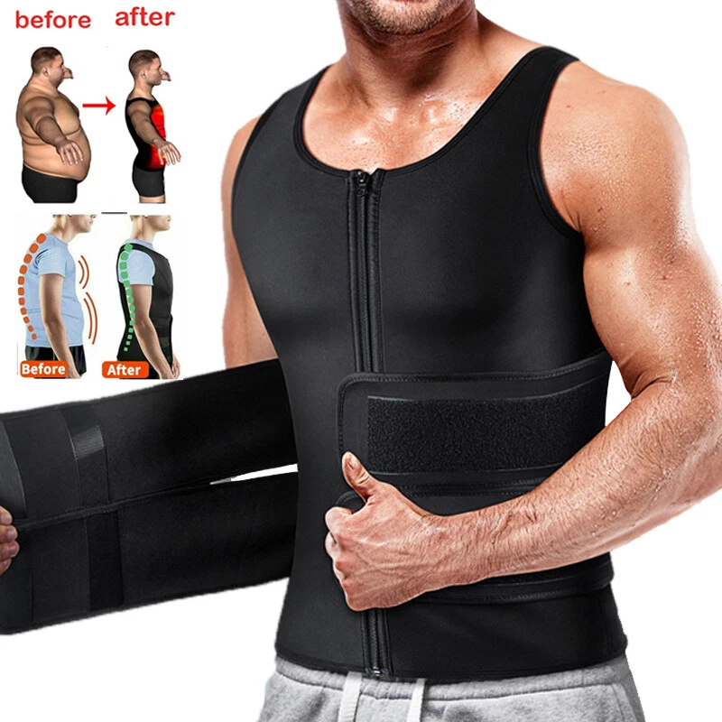 Men Waist Trainer Neoprene Sweat Vest Sauna Suit Waist Trimmer Belt Body Shaper