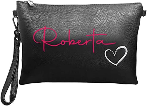Pochette Donna Personalizzata Con Nome Bianca O Nera Stampa Diretta Idea Regalo - Foto 5 di 12