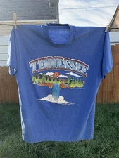 Vintage Tennessee XL Blue Screen Stars Best Single Stitch USA 80s Waterfall