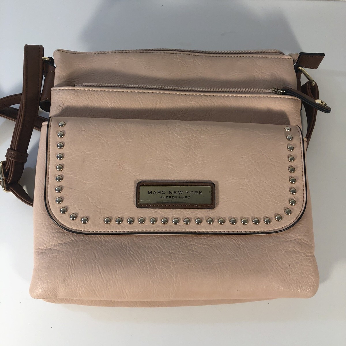 Marc New York Andrew Marc purse pink with brown gold accents