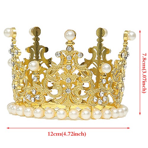 1pcs Pearl Crown Cake Decorative Small Tiaras Crystal Pearl Princess CakeTopp NM - Imagen 8 de 14