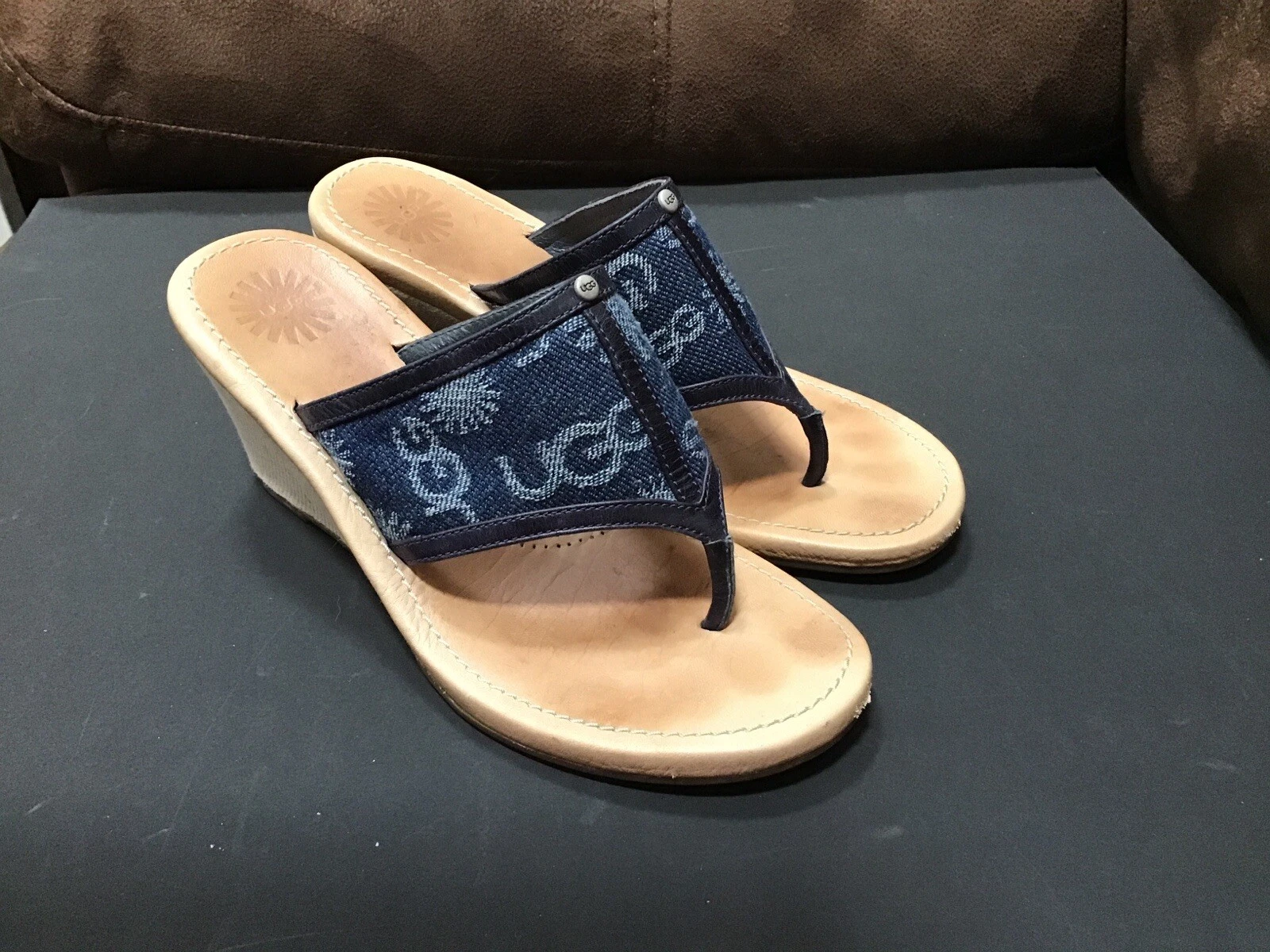 Perizoma stampato Ugg Solena Australia taglia 6 5 S N zeppe logo slip on