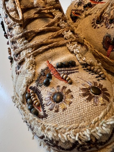 Vintage Boho Style Boots Summer Lace Up Embroidery Female Rare to Find - Picture 13 of 15