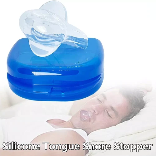 1X Anti Snoring Sleep Aid Device Silicone Tongue Mouthpiece Snore Stopper w/Case - Afbeelding 3 van 10