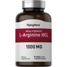 L Arginine 1000mg  120 Caplets  Mega Strength  Non-GMO  by Piping Rock
