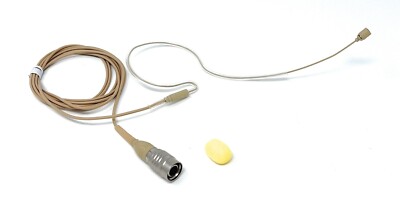 Beige Single Earhook Headset Mic w/ 4 pin mini XLR for Audio Technica Body Packs