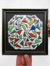 1972 SIGNED R. DENT MID-CENTURY ABSTRACT EXPRESSIONISM FIRE ENAMEL ART EAMES ERA