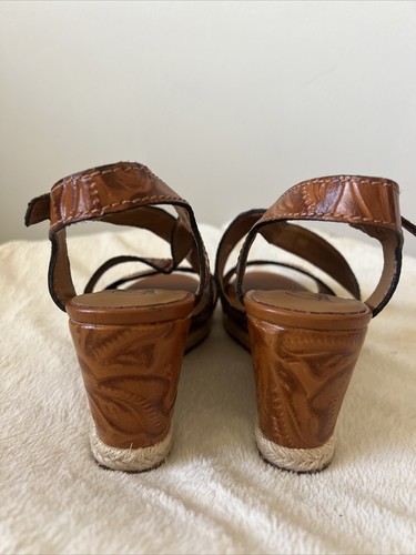 Patricia Nash Espadrille Tooled Leather Wedge Size 6.5 Tan - Picture 5 of 9