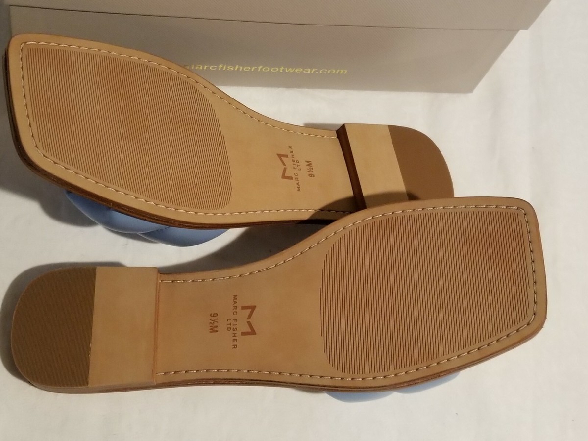 Marc Fisher Ralla Blue Leather Slides Size NIB