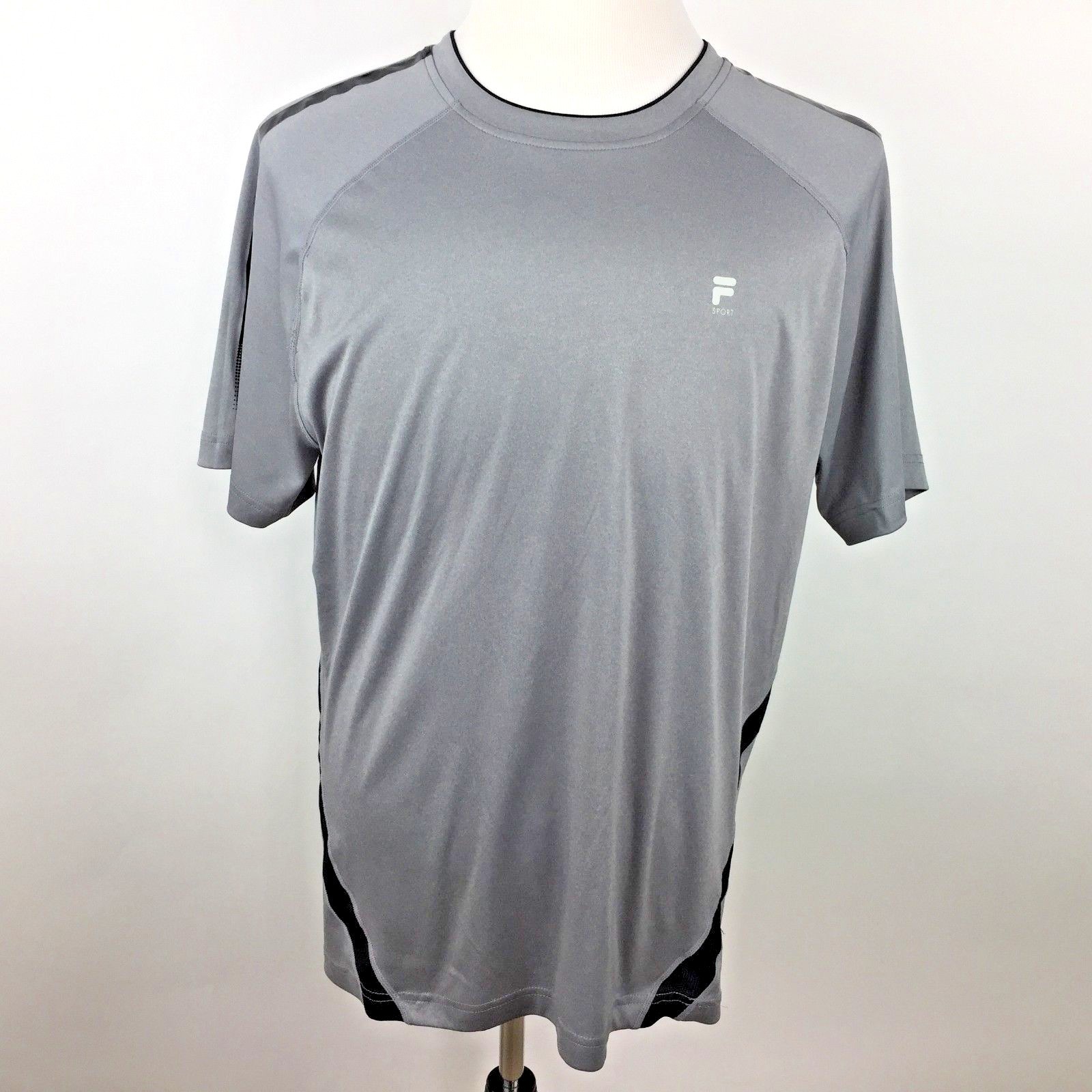 FILA Sport Top Sportivo Uomo Grande Manica Corta Grigio con Dettaglio Nero