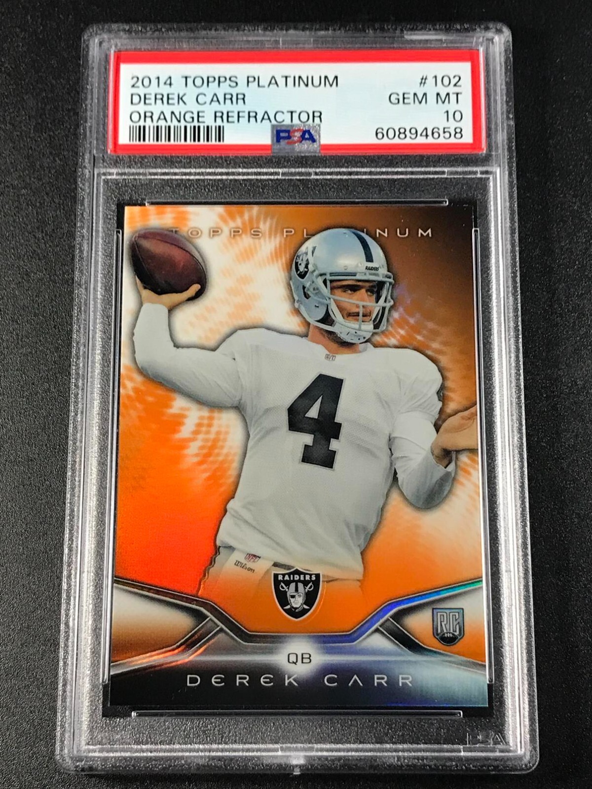 Derek Carr Topps Platinum #102 Cyan Print Plate 1/1