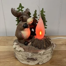 Moose with Trees Table Lamp Light Rustic Lodge Cabin Camping Forest Decor Xmas