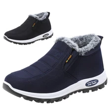 Mens Snow Boots Warm Fur Lined Shoes Winter Boots Casual Slip On Sneakers