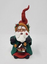 Vintage Folk Art Handmade Clay Santa Claus Figurine 7" Tall Artist Signed