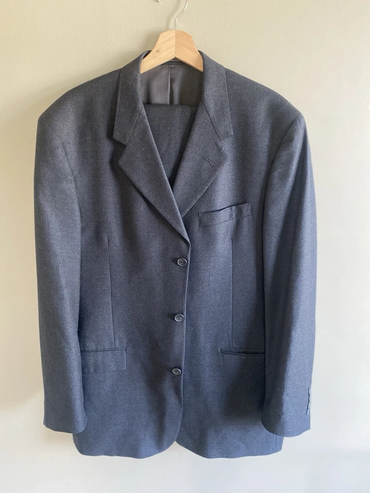 Traje de hombre Keneth Cole NY 2 piezas chaqueta gris oscuro 44L pantalones 38X29 frente plano Foto 4 de 4