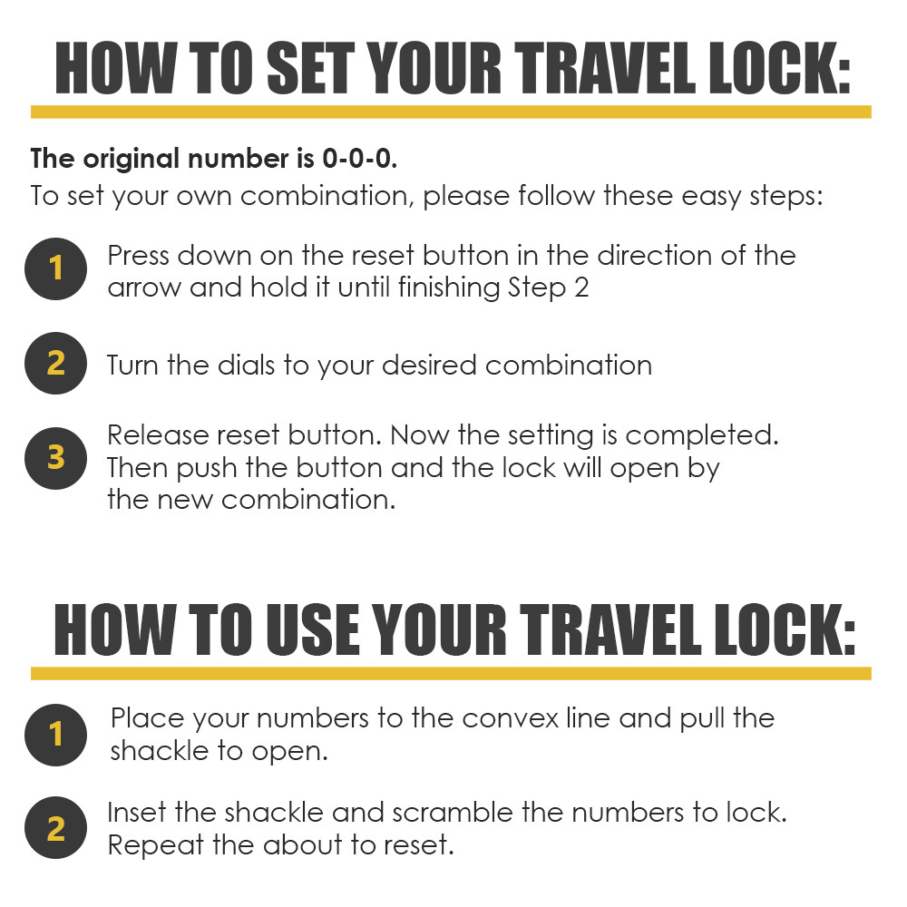 BV TSA Travel Lock Luggage Padlock 3 Digit Combination Customs Alert Indicator &reg;
