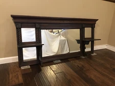 Beautiful Wooden Fireplace Mantle Display Shelf With Mirror