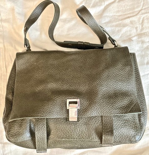PROENZA SCHOULER PS1 Pebbled Leather Medium Grey Bag Messanger Purse Satchel - Picture 5 of 24