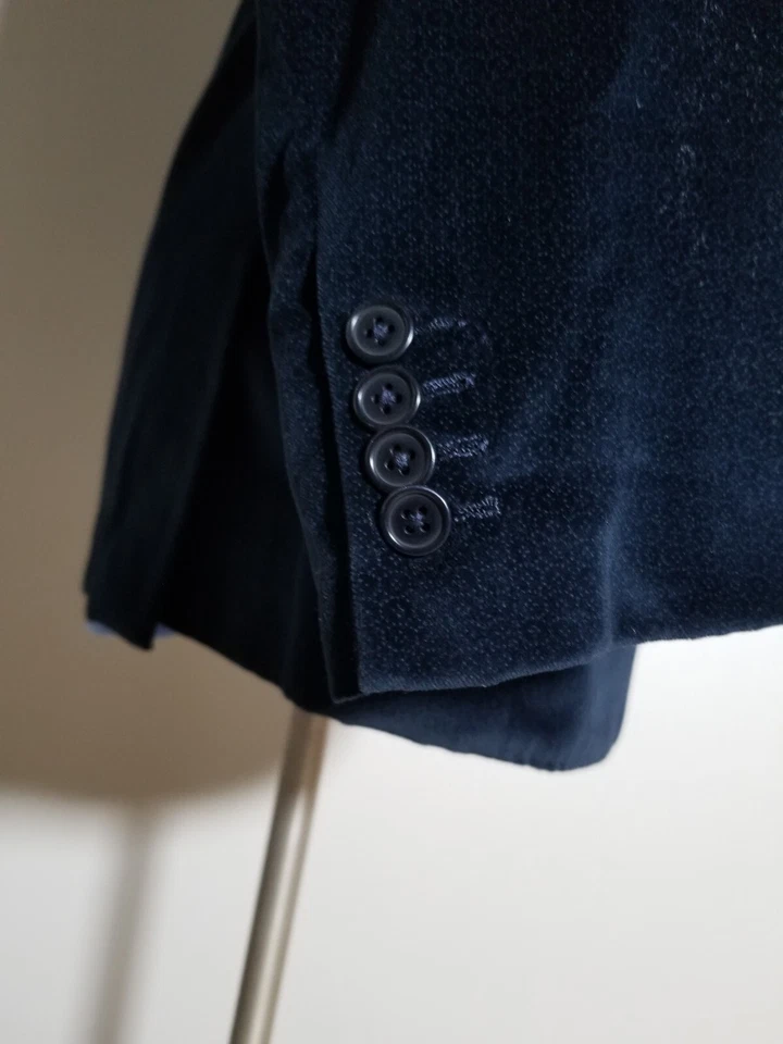 Blazer Chaqueta Abrigo Deportivo 42R Azul Estampado Monograma Terciopelo Cena A Medida Foto 3 de 4