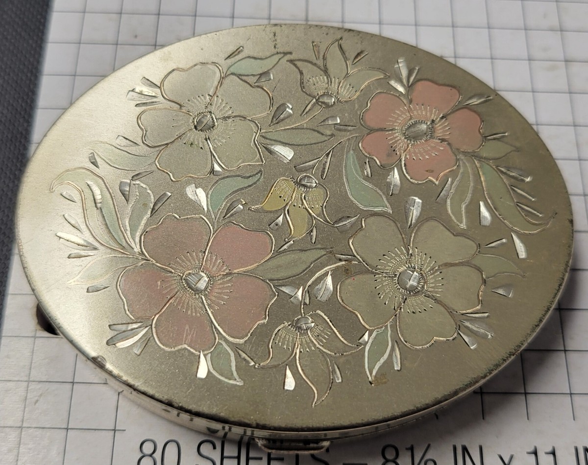Vintage Sterling Powder Compact With Flower Design. | eBay