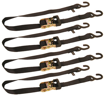4 Heavy Duty Motorcycle ATV Bike Ratchet Ratcheting Tie Down Straps 1-1/2  5yr