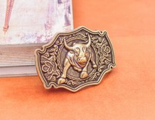 Western Cowboy Rodeo Angry Bull Steer Leather Belt Buckle Jeans Fit 40mm Strap