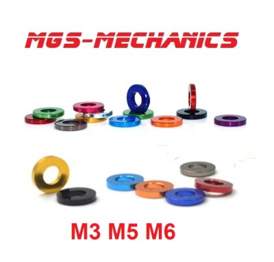 8 Stück Alu Unterlegscheiben flach M3 M4 M5 oder M6 farbig eloxiert
