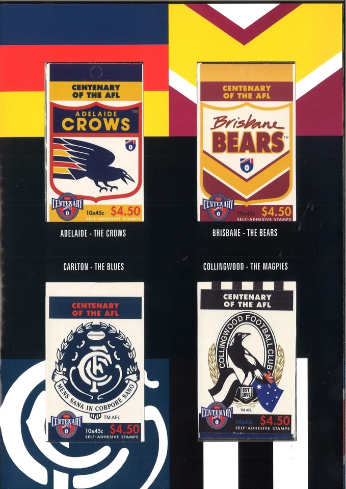 AUSTRALIA FOOTBALL LEAGUE AFL CENTENARY 16 STAMP BOOKLETS MINT MUH ALL 16 TEAMS - image 2 of 4